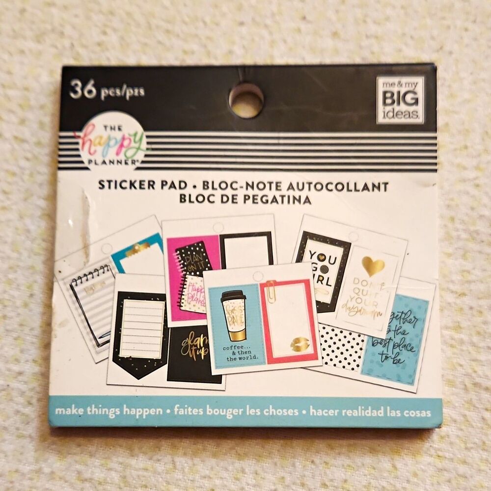 Vintage 2019 Happy Planner Make Things Happen Sticker Pad 36 pc Motivation New